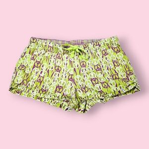 Y2K Peace Sign Plaid Pajama Booty Shorts